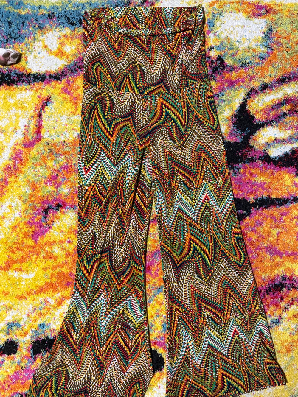 Veronica M Multicolor Zigzag Wide-Leg Knit Pants